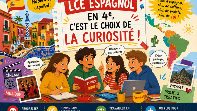 Des collégiens découvrent la LCE espagnol à travers des projets créatifs.